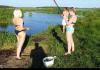 девушки рыбалка лето