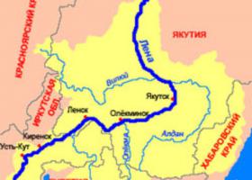 река Лена на карте России
