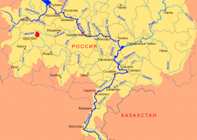 Река Волга на карте России