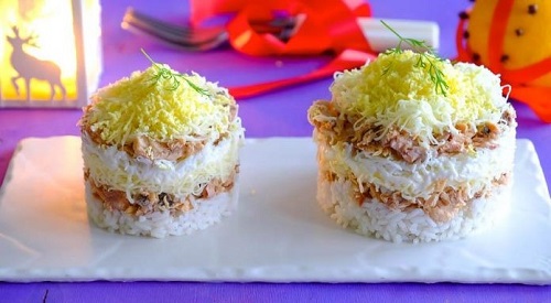 Салат мимоза с рисом