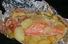 окунь с картофелем и помидорами
