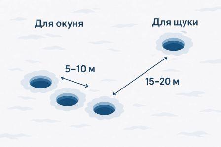 Окунь — стайный, щука — одиночка. Лунки — по характеру! Окунь — стайный, щука — одиночка. Лунки — по характеру!